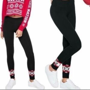 Victoria's Secret Holiday snowflake leggings size XS black.